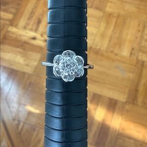 Effy 14k White Gold Floral Cluster Ring with Diamonds